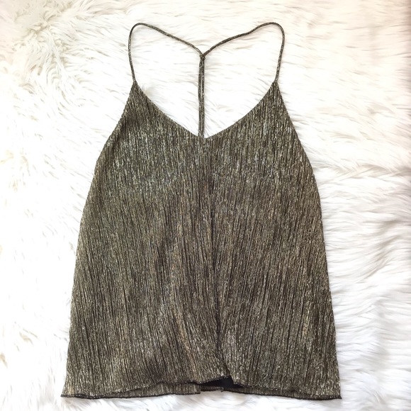 Topshop Tops - Topshop | gold metallic tank top